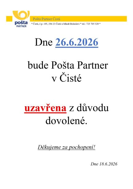 Dovolená 26.6.2026